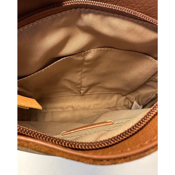 The Sak Women's De Young Small Leather Crossbody BagColor:Tobacco Floral Emboss - Picture 9 of 10